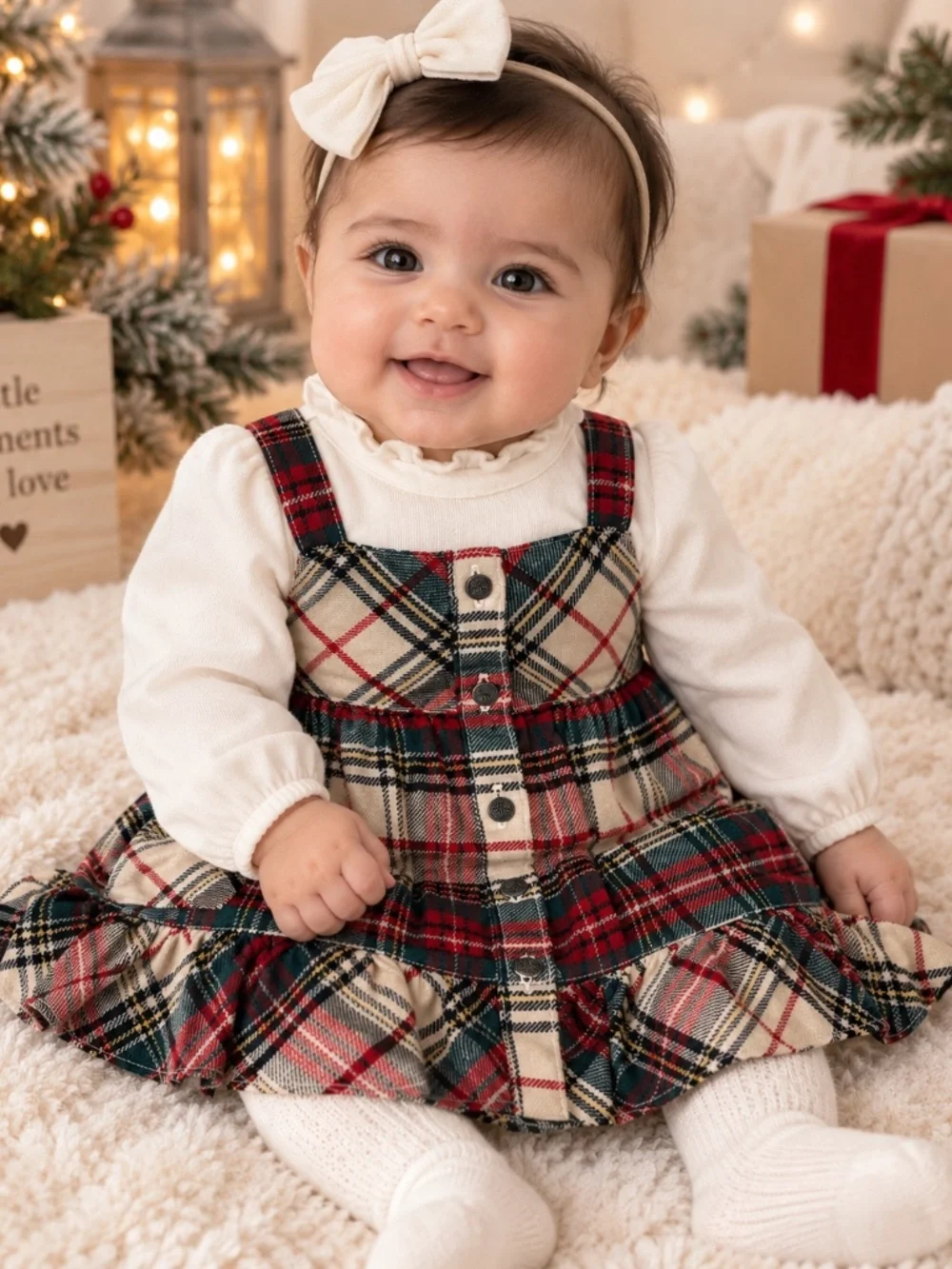 NWT ADORABLE! Ralph Lauren Baby Girl 3M Plaid Tartan Holiday Dress & Top Set